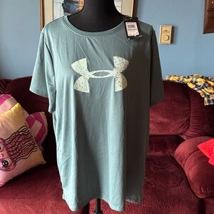 Under Armour Teal Green Logo Short Sleeve Tee